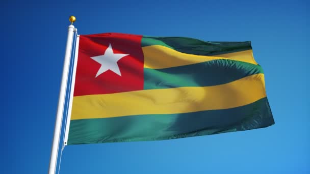 Togo flag in slow motion seamlessly looped with alpha — Stock Video