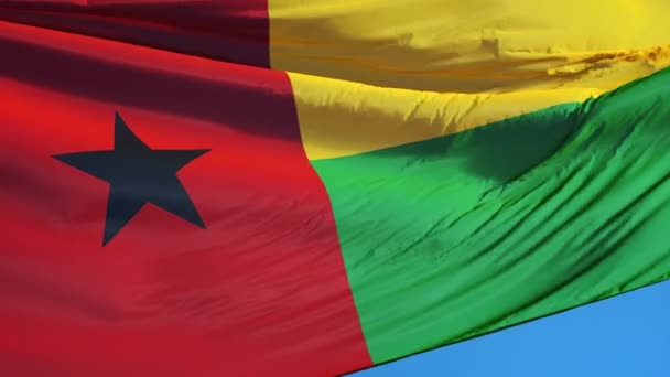 几内亚比绍国旗在慢动作中的无缝环与阿尔法 — 图库视频影像