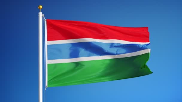 Gambia flag in slow motion seamlessly looped with alpha — Stock Video