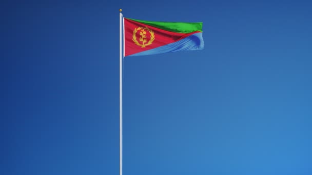 Bandiera eritrea al rallentatore perfettamente in loop con alfa — Video Stock