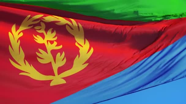 Bandera de Eritrea en cámara lenta perfectamente en bucle con alfa — Vídeo de stock