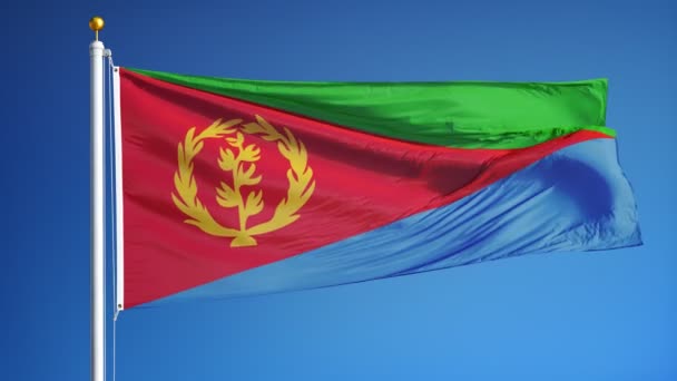 Vlag van Eritrea in slowmotion naadloos lus met alpha — Stockvideo