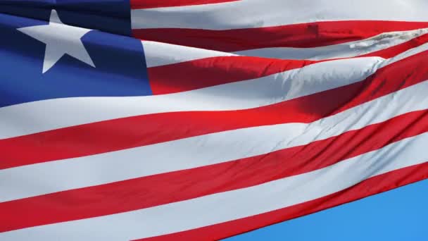 Bandiera Liberia al rallentatore perfettamente in loop con alfa — Video Stock