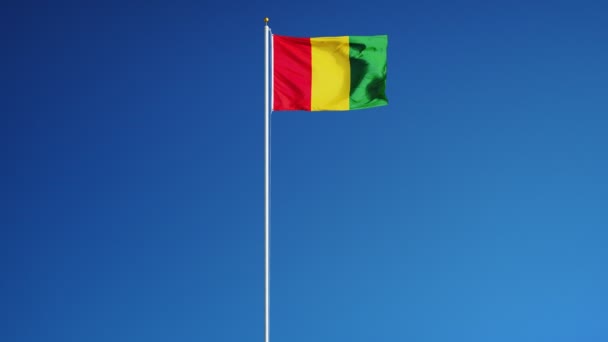 Guinea flag in slow motion seamlessly looped with alpha — Stock Video