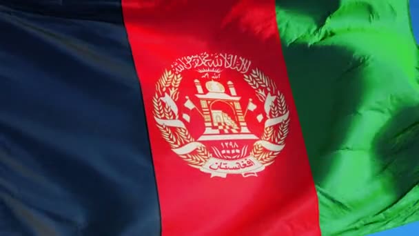 スローモーションでアフガニスタンの国旗はアルファとシームレスにループ — ストック動画