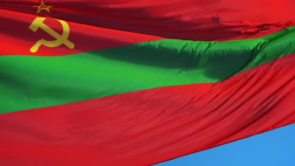 Bandeira da Transnístria em câmera lenta perfeitamente enrolada com alfa — Vídeo de Stock