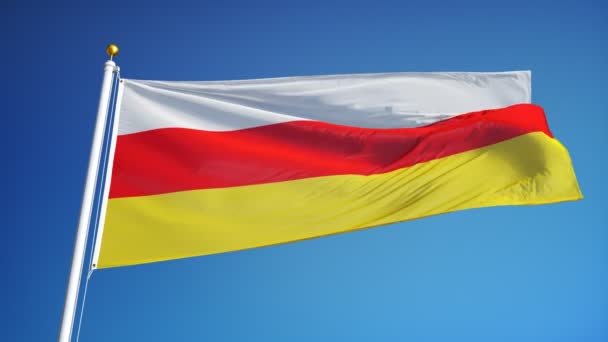 South Ossetia flag in slow motion seamlessly looped with alpha — Stock Video