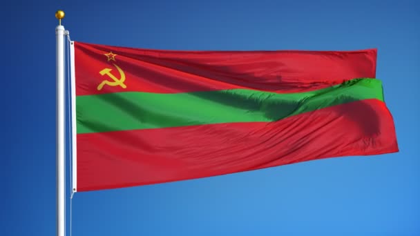 Bandera Transnistria en cámara lenta en bucle continuo con alfa — Vídeo de stock