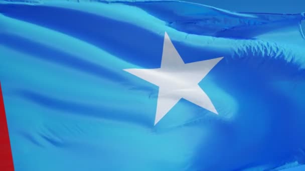 Bandera de Somalia en cámara lenta perfectamente en bucle con alfa — Vídeo de stock