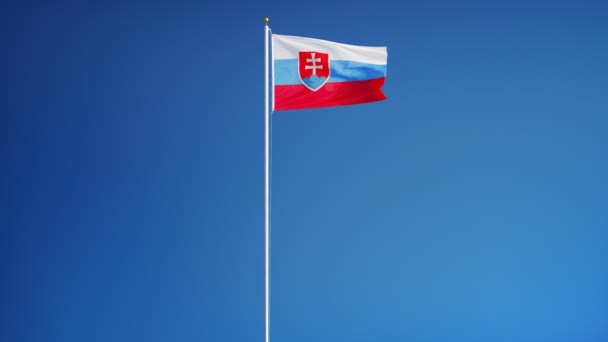 Slovensko vlajka v pomalém pohybu hladce s alfa — Stock video