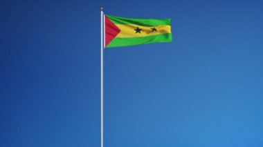Yavaş çekimde Sao Tome ve Principe bayrağı alfa ile sorunsuz bir şekilde döngülü