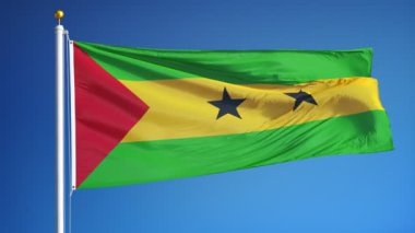 Yavaş çekimde Sao Tome ve Principe bayrağı alfa ile sorunsuz bir şekilde döngülü