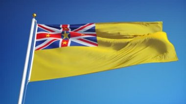 Yavaş çekimde niue bayrağı alfa ile sorunsuz bir şekilde döngülü