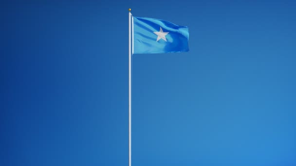 Bandeira da Somália em câmera lenta perfeitamente enrolada com alfa — Vídeo de Stock