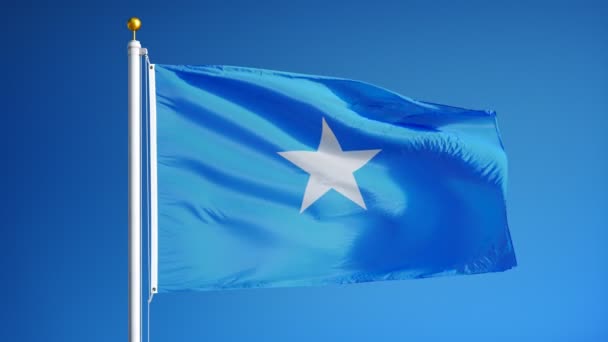 Bandeira da Somália em câmera lenta perfeitamente enrolada com alfa — Vídeo de Stock