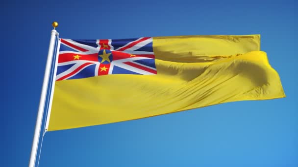 Niue flag i slowmotion problemfrit looped med alfa – Stock-video