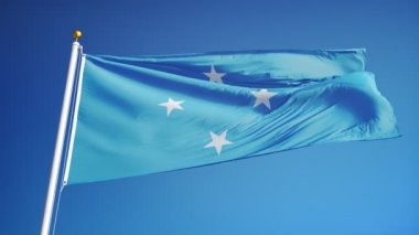 Yavaş çekimde Mikronezya bayrağıfeslenmiş devletler sorunsuz alfa ile döngülü
