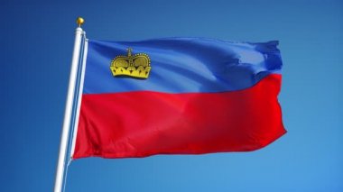 Yavaş çekimde Liechtenstein bayrağı alfa ile sorunsuz bir şekilde döngülü
