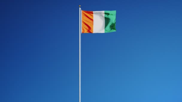 Cote Ivoire flag in slow motion seamlessly looped with alpha — Stock Video