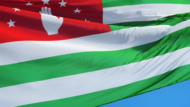 Abkhazia  flag in slow motion seamlessly looped with alpha — Stock Video