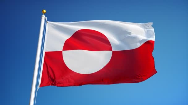 Greenland  flag in slow motion seamlessly looped with alpha — Stock Video