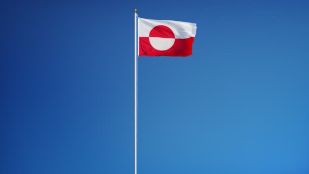 슬로우 모션의 그린란드 깃발이 알파로 매끄럽게 반복됩니다. — 비디오