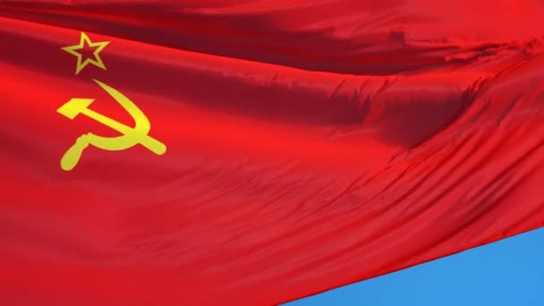 Флаг СССР в замедленной съемке зациклен на альфе — стоковое видео