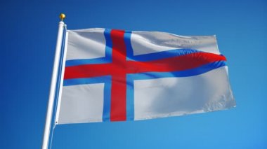 Faroe Adaları bayrağı yavaş çekimde sorunsuz alfa ile döngülü