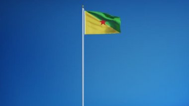 Yavaş çekimde Fransız Guyanası bayrağı alfa ile sorunsuz bir şekilde döngüye