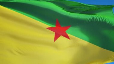 Yavaş çekimde Fransız Guyanası bayrağı alfa ile sorunsuz bir şekilde döngüye