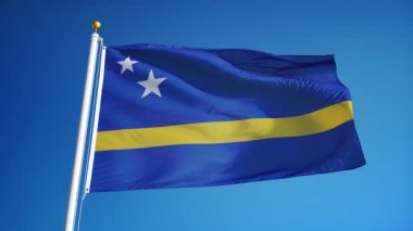 Yavaş çekimde Curacao bayrağı alfa ile sorunsuz bir şekilde döngülü