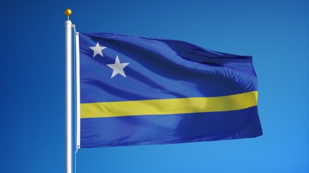 Curacao flag in slow motion naadloos lus met alpha — Stockvideo