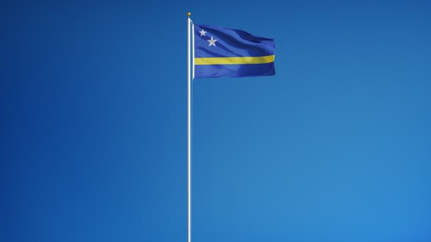 Curaçao Flagge in Zeitlupe, nahtlos mit Alpha verbunden — Stockvideo