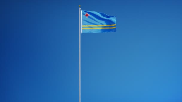 Aruba flag in Zeitlupe nahtlos mit alpha verbunden — Stockvideo