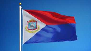 Yavaş çekimde Sint Maarten bayrağı alfa ile sorunsuz bir şekilde döngülü