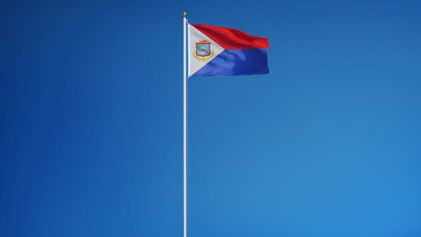 Sint maarten flag in zeitlupe nahtlos mit alpha — Stockvideo