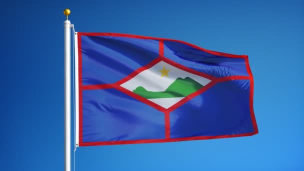 Yavaş çekimde Sint Eustatius bayrağı alfa ile sorunsuz bir şekilde döngülü — Stok video
