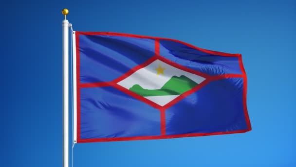 Sint Eustatius flag in slow motion seamlessly looped with alpha — Stock Video