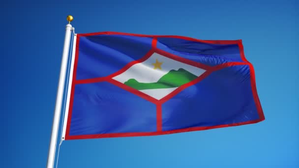 Sint Eustatius flag in slow motion seamlessly looped with alpha — Stock Video