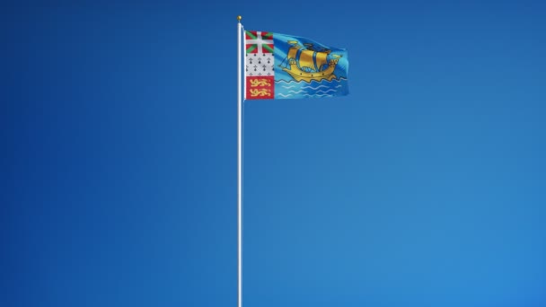 Saint-Pierre and Miquelon flag in slow motion seamlessly looped with alpha — Stock Video