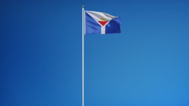 Saint-Martin flag in slow motion seamlessly looped with alpha — Stock Video