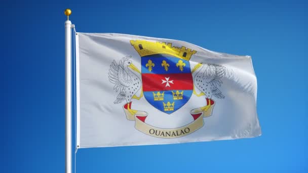 Drapeau Saint-Barthélemy au ralenti en boucle transparente avec alpha — Video