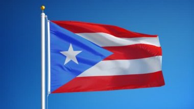 Yavaş çekimde Porto Riko bayrağı alfa ile sorunsuz bir şekilde döngülü
