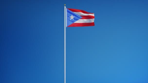 Bandera de Puerto Rico en cámara lenta perfectamente en bucle con alfa — Vídeos de Stock