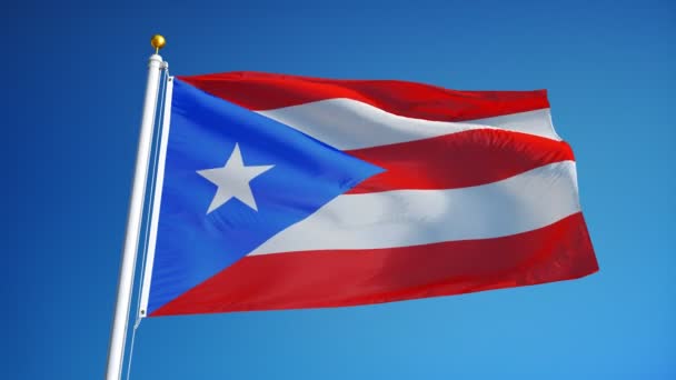 Puerto Rico zászló lassítva zökkenőmentesen Hurrá az alfa — Stock videók