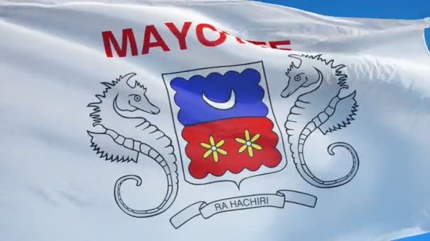 Mayotte flagga i slow motion sömlöst loopas med alfa — Stockvideo