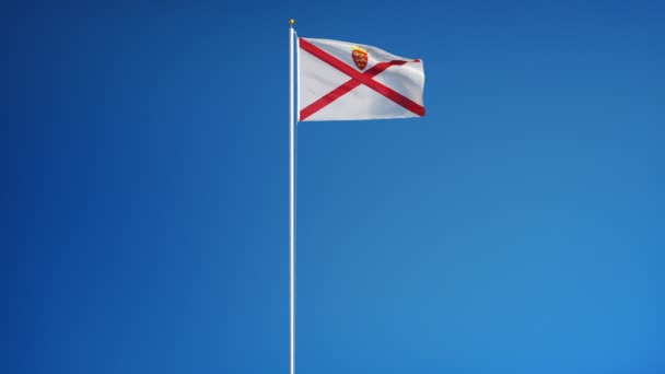 Jersey vlag in slow motion naadloos lus met alpha — Stockvideo