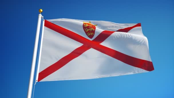 Bandera de Jersey en cámara lenta perfectamente en bucle con alfa — Vídeos de Stock