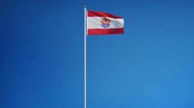 Yavaş çekimde Fransız Polinezyası bayrağı sorunsuz alfa ile döngülü
