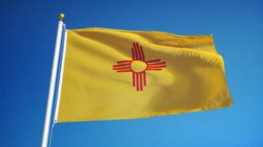 Yavaş çekimde New Mexico bayrağı sorunsuz alfa ile döngülü